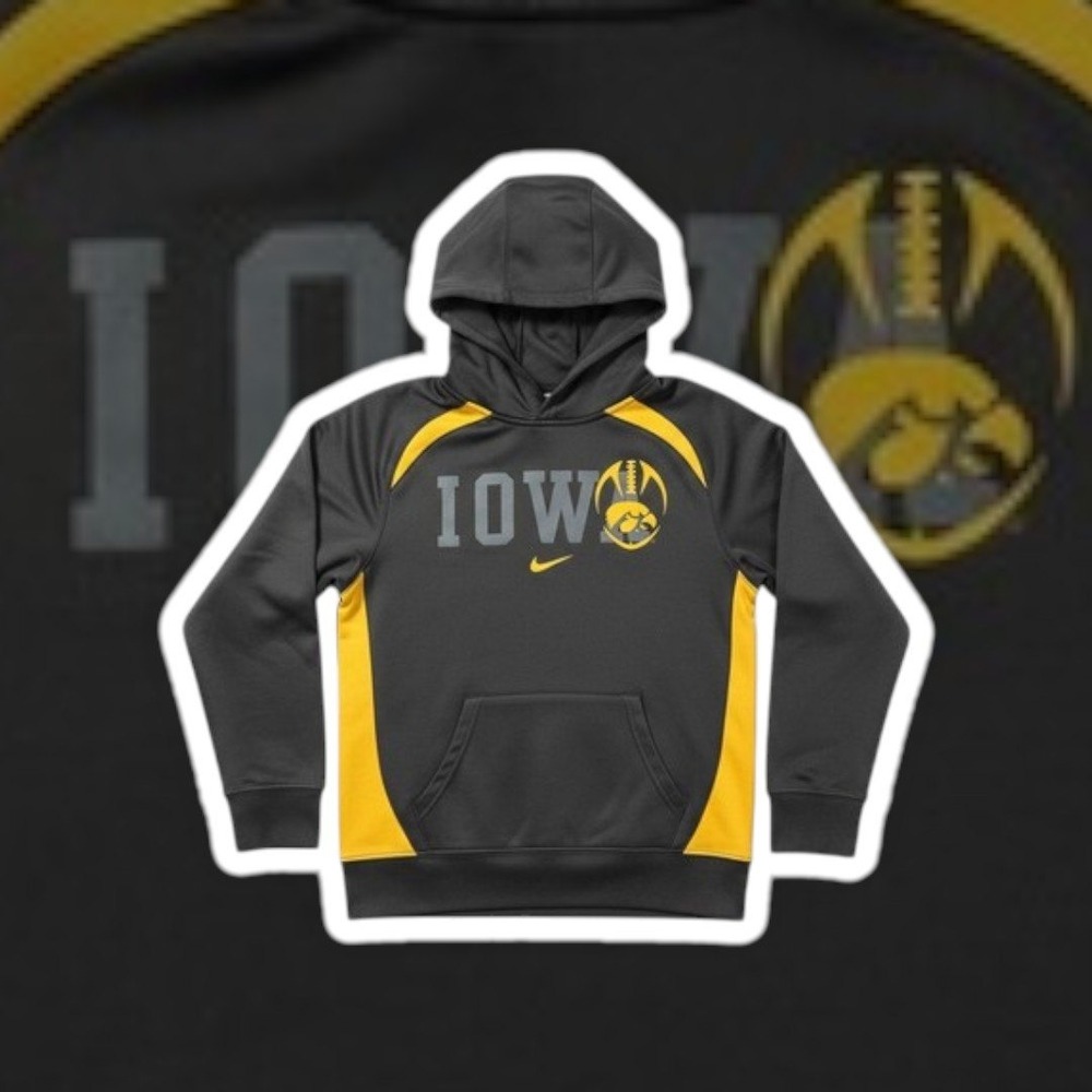 Nike Therma-FIT‎ Iowa Hawkeyes Youth Hoodie Black Gold Size L (16-18)